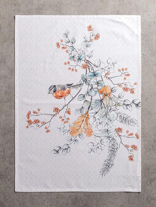 Whitish Shabby Chique Towel - Bird On Limb