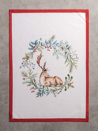 Maison d' Hermine Kitchen Towel Holly Time w/ Deer