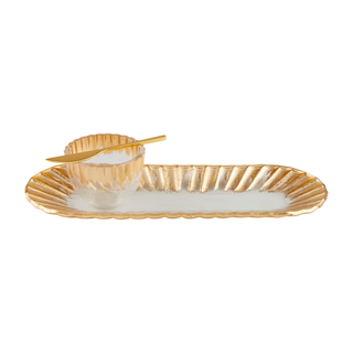 Gold Edge Glass Dip Tray Set