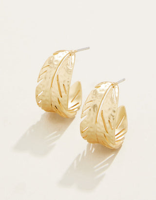Calathea Leaf Hoop Earrings Gold