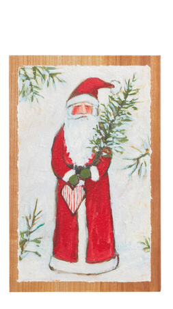 18" SANTA TEXTURED PAPER ON WOOD WALL ART