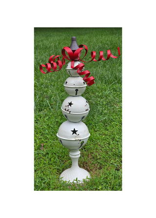 White Metal 4 Bell Stand With Red Bow