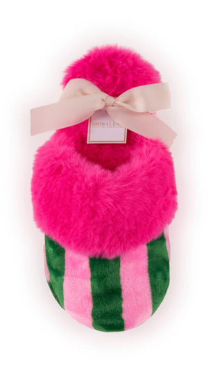 Striped Slippers Green/Pink