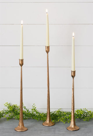 Hand Forged Metal Candle Holder Copper-set of 3