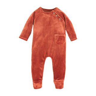 0-3 Month Tobacco Rib Velour Sleeper