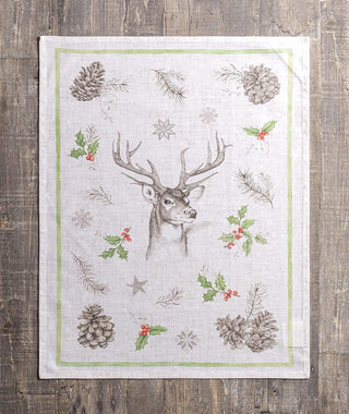 Christmas Dew Deer Towel With Berries