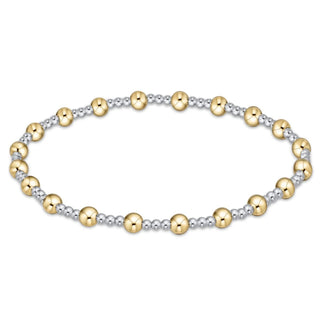 Extends classic sincerity pattern 4 mm bead bracelet- Mixed Metal