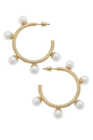 Pearl Beaded Hoop Earrings