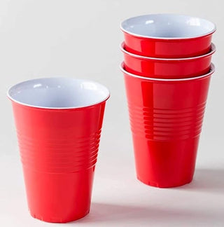 Set Of 4 Reusable Melamine Red Cups