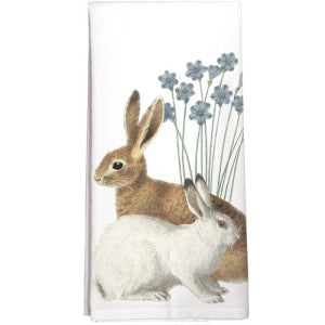 Blue Flower Bunnies Towel