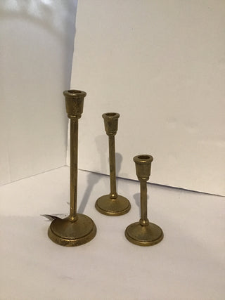 Antiqued Gold Iron Candlesticks