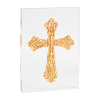 Tall Cross Gold Acrylic Plaque