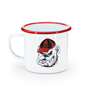 UGA Enamelware 16oz Mug, Red Rim