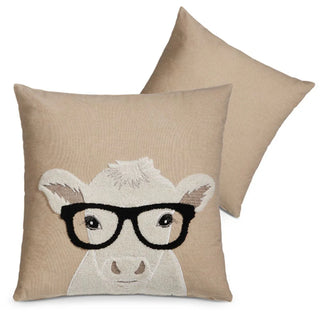 18” Cow with Glasses Pillow