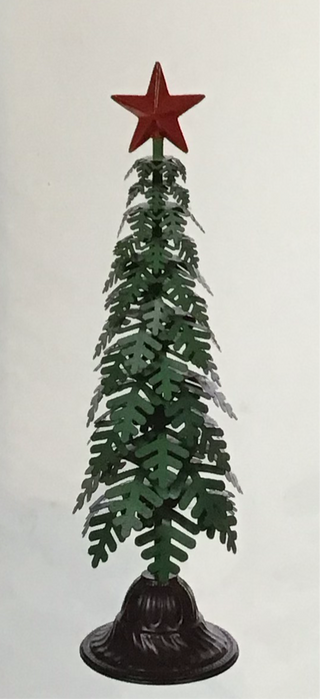 Medium Metal Green Snowflakes Tree With Red Star