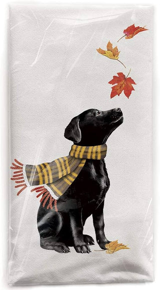 Fall Dog with scarf Towel