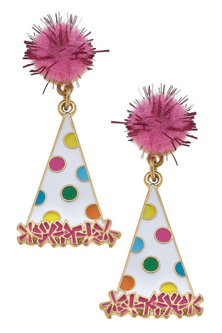 Party Hat Enamel Earrings