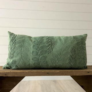 Lumbar Pillow-Green Stonewashed Leaf Pattern