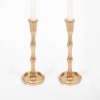 Gold Bamboo Candlestick Set - 9.75” & 11.75”