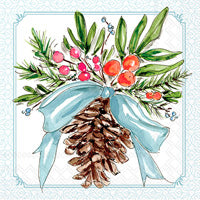 Pinecones and Ribbons Cocktail Napkin