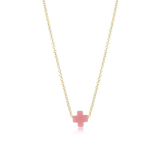 Pink Signature Cross Necklace 16” Gold