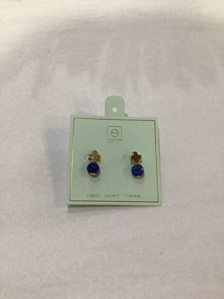 Signature Cross Gold Stud Gemstone- Lapis