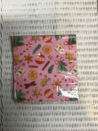 Pink Xmas Cookie Cocktail Napkins