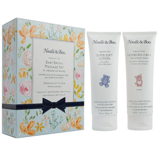 Baby Bath & Massage Gift Set FF Blue Flowers 4oz 2pk