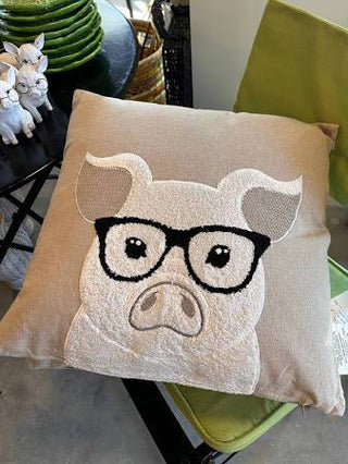 18” Pig with Glasses Pillow