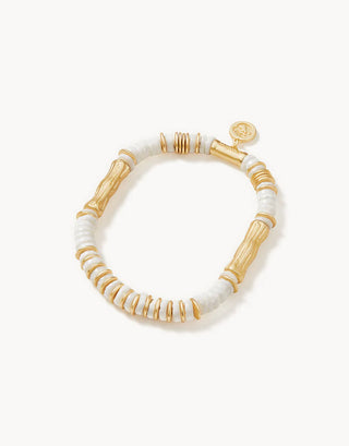 Bamboo shell stretch bracelet white