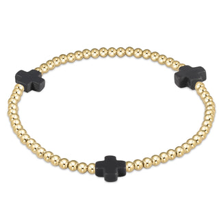 Charcoal Signature Cross Gold 3mm Bracelet