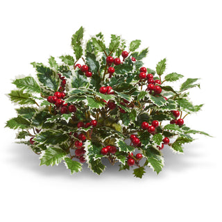 11" Variegated Holly and Berry Half Ball