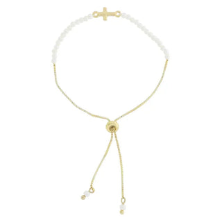 Kids Pearl/Cross Bracelet Gold