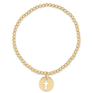 Cross Disc Classic Gold 3mm Bead Bracelet