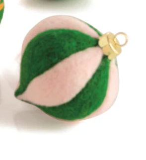 Grn/Pink Stripe Ornament