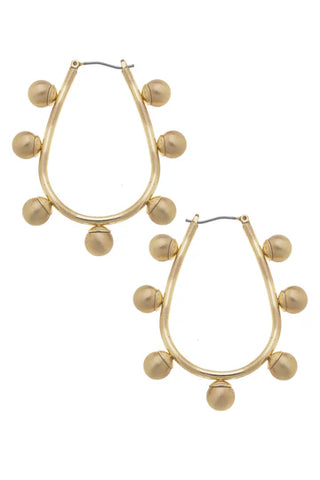 Gold Teardrop Beaded Hoop Earrings