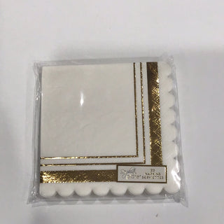 Gold and White Cocktail Napkins