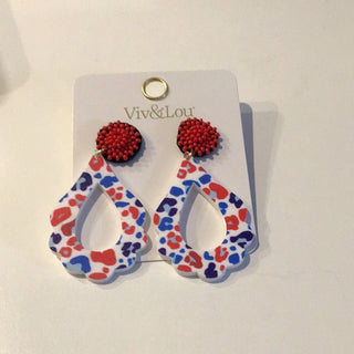 Patriotic Leopard Teardrop Earrings