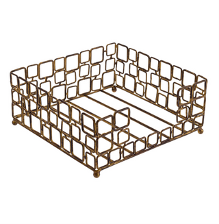 Lunch Napkin Holder Square Links Aged Gold