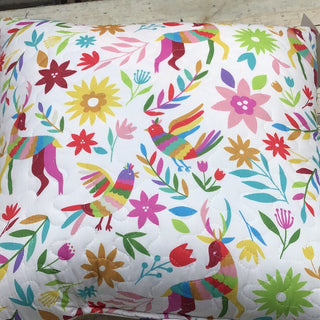 Rainbow Woodland Otomi 20x20 Quilted Pillow