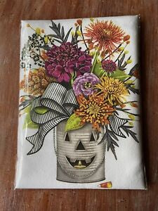 HALLOWEEN TIN CAN W/ FLOWERS