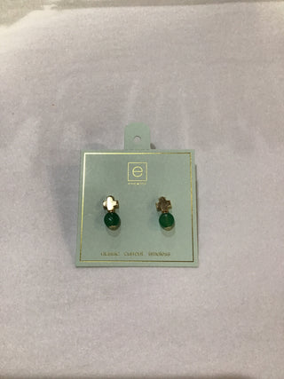 Signature Cross Gold Stud Gemstone-Green Onyx