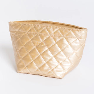 Crown Jewels Makeup Bag - Gold Quilted