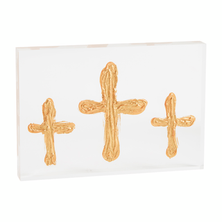 Triple Cross Gold Acrylic Plaque