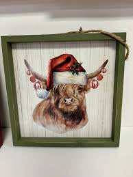 Small Green Merry Moo Cow With Ornaments Frame