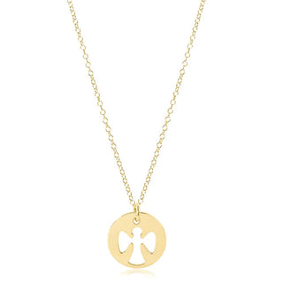 16" Necklace Gold - Guardian Angel Small Gold Disc