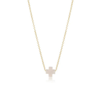 16” NECKLACE GOLD - SIGNATURE CROSS SMALL OFF-WHITE