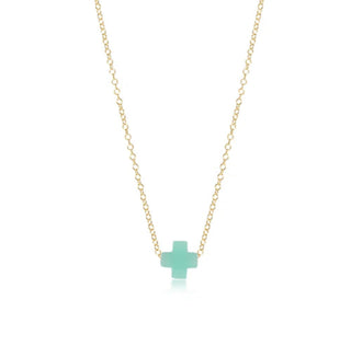 16” NECKLACE GOLD - SIGNATURE CROSS SMALL TURQUOISE