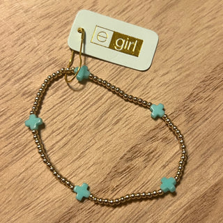 egirl Signature Cross Small Gold Pattern 2mm Bead Bracelet- Mint