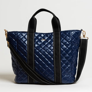 On The Clock Tote Bag- Navy Quilted